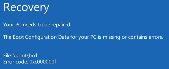 BCD Boot Configuration Data Fehler bei Windows 10